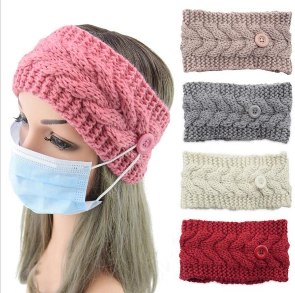 

button headband knitted anti-tight face mask hair band sport ear protector hairbands fashion crochet ponytail hairbands accessorines lsk1849, Slivery;white