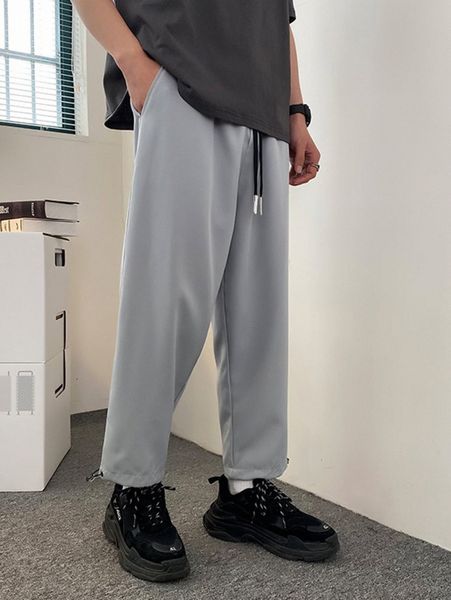 

men letter graphic drawstring hem pants b27x#, Black