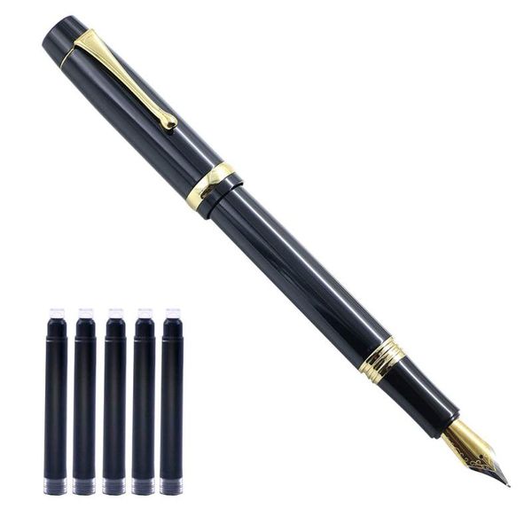 

2020 new business black fountain pen classic metal ink pen 0.7mm nib golden clip finance school stationery