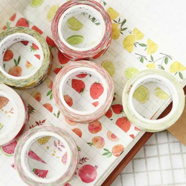 

new 1 pc size 1.5cm * 7m adorable kawaii fruit design masking washi diy decorative adhesive tape for scrapbooking 3
