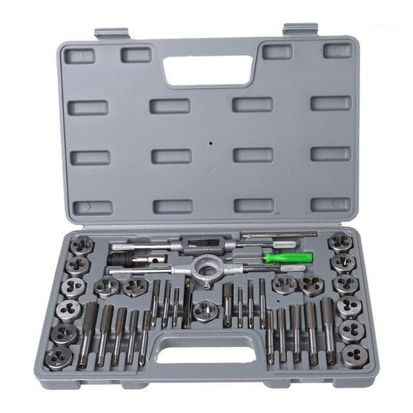 

hs tools 40 pcs tap die set hand thread plug taps handle alloy steel inch threading tool with case1