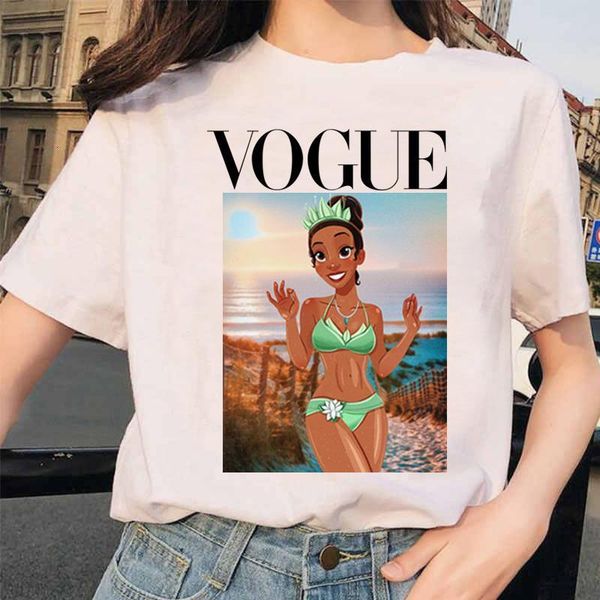 

новая летняя принцесса печатные футболки tee повседневная harajuku vogue punk tops свободные мультфильм женские тройники женщины футболка te, White