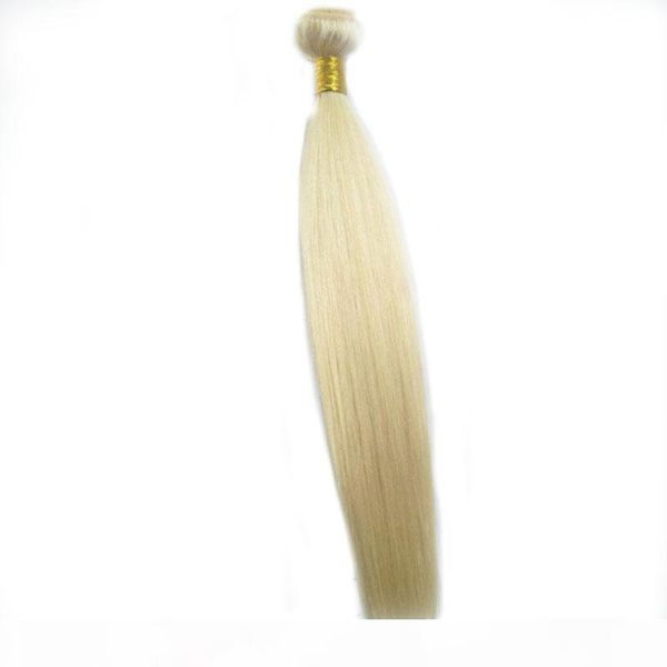 

platnum blonde color 60# human hair 3pcs lot brazilian blonde straight hair weave unprocessed 100g pack, dhl, Black