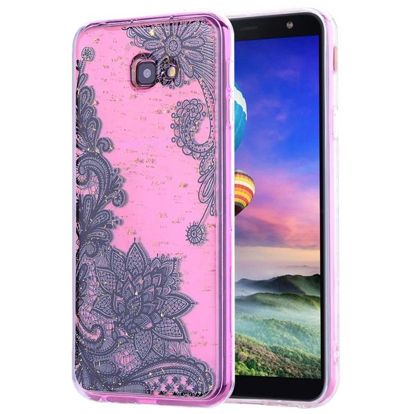 

cartoon pattern gold foil style dropping glue tpu soft protective case for galaxy j4