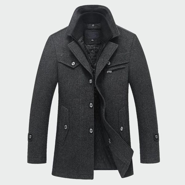 

winter men's thick coats slim fit jackets mens casual warm outerwear jacket and coat male peacoat men brand clothes m-4xl ml095, Black