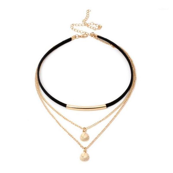 

bohemia multilayer shell choker necklaces statement alloy metal seashell pendant necklace for women fine beach jewelry gifts1, Silver