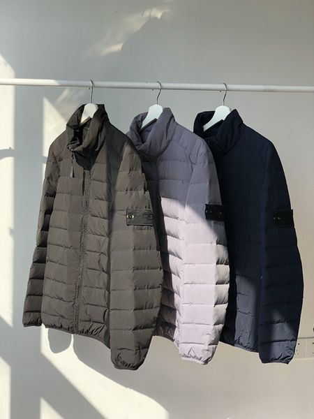 

new autumn and winter pure color light down jacket young men stand collar light down jacket, Black