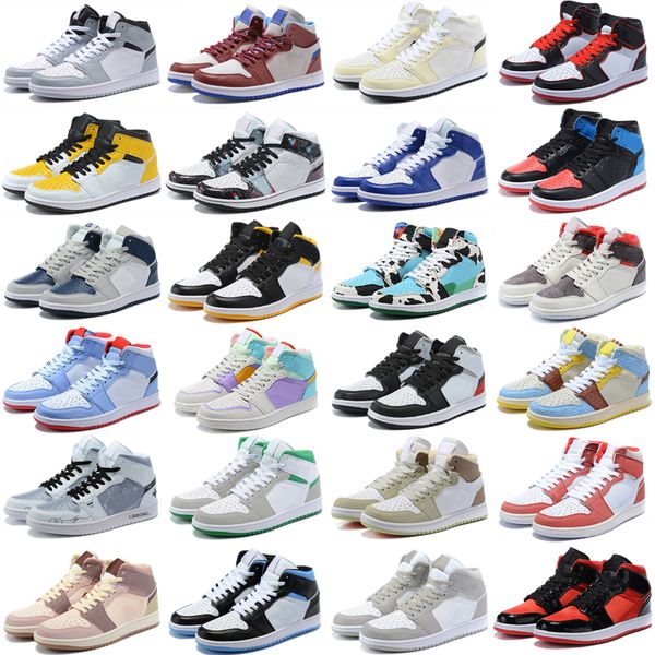 

2022 mens bordeaux 1 basketball shoes jumpman 1s university blue high dark mocha twist light smoke grey chicago unc patent bred royal toe me