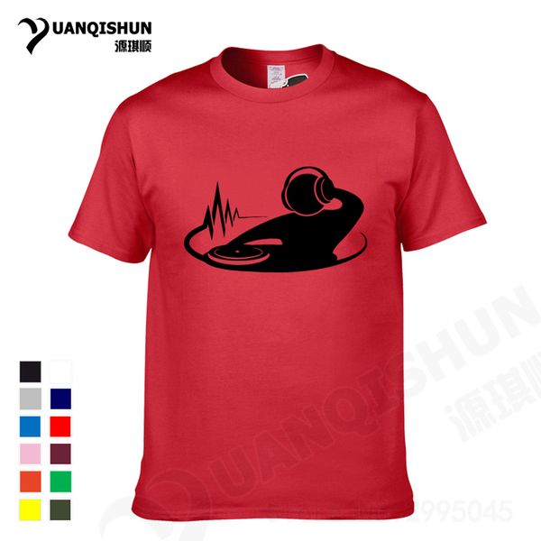 

sport yuanqishun boutique t shirt dj turntable music techno club headphone cotton short sleeve large size t-shirt for men tee