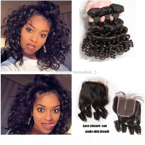 

8a peruvian virgin human hair with lace closure new arrive loose deep wave hair bundles with lace closure loose wave human hair bundles, Black;brown