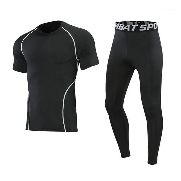 

running sets men pants compression jogging suits sports tight shirt trousers gym fitness workout shirts basketball1, Black;blue