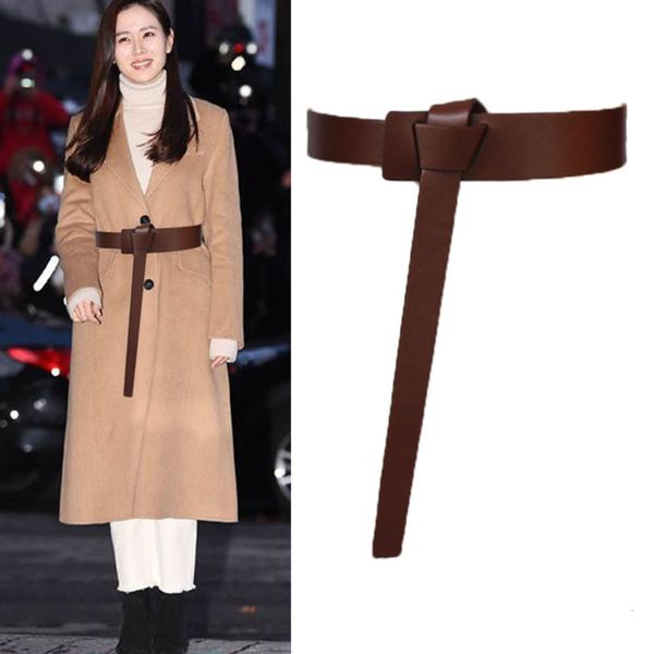 

belt women's leather fashion simple versatile decorative sweater coat waist girdle for women, Black;brown