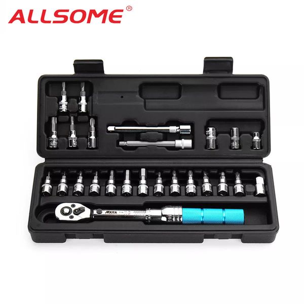 

allsome 1/4" 2-14nm adjustable torque wrench bicycle repair tools kit set tool bike repair spanner hand tool set