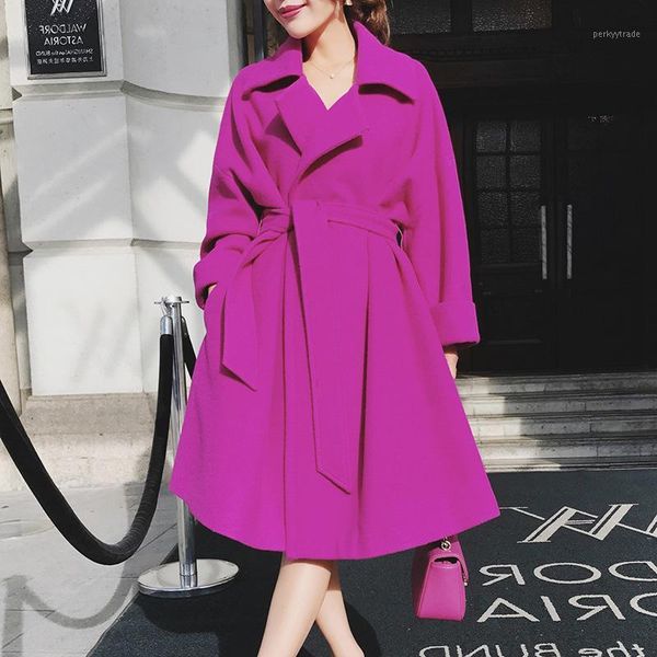 

women's wool & blends autumn winter overcoat women jackets thick warm casual long coats female fashion ladies outerwear1, Black