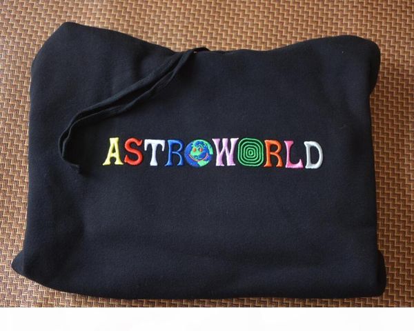 

2020 travis scott astroworld you were here embroidered rainbow letter men women pullover hoodies fashion hip hop sweatshirt mx200813, Black