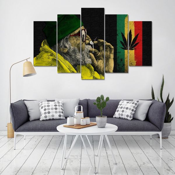 

hd printed canvas home decor wall art pictures 5 pieces smoke cloud and national flag painting living room poster(no frame)