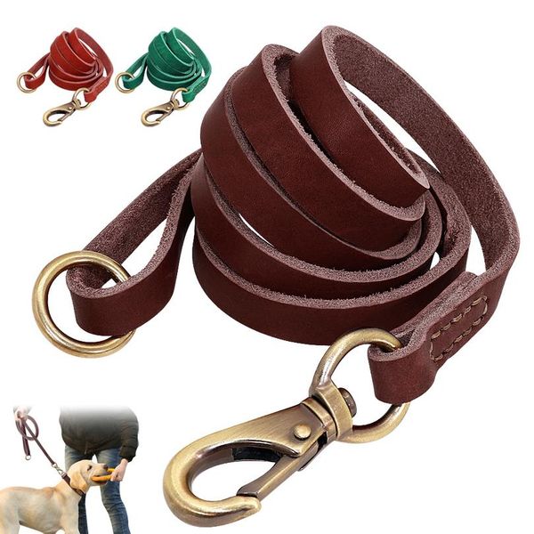 

1.5m real leather dog leash rope pet walking running leash lead for small medium large dogs genuine leather pets st wmtlzw