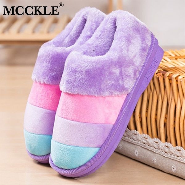 

mcckle women fur slippers ladies slip on winter plush warm shoes woman indoor comfort platform female slipper comfortable y201026, Black