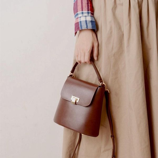 

backpacks fascinating2021 leather genuine korean dongdaemun ins same style oil wax cowhide bucket fashion women's bag