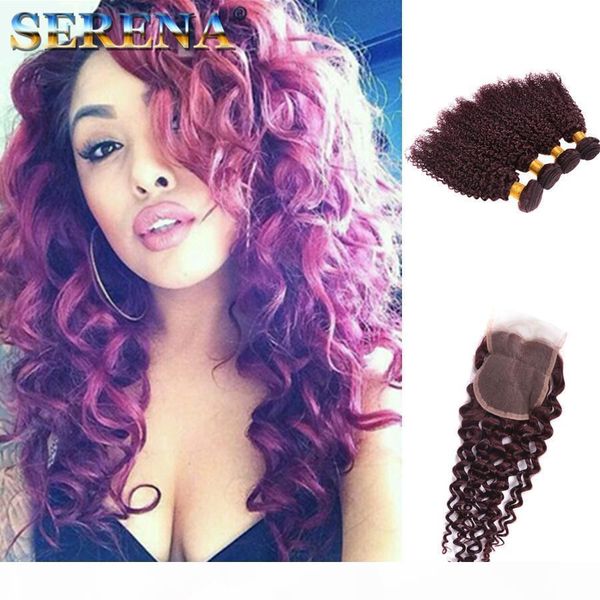 

virgin hair curly weave 4 bundles human hair extensions curl unprocessed 99j kinky curly hair bulk monogolian kinky curl, Black;brown