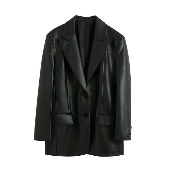 

autumn women faux pu leather jackets loose long leather jacket coat women's jackets outerwear ladies coats female suit, Black;brown