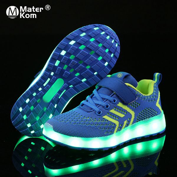 

size 25-37 usb charger glowing sneakers led children lighting shoes luminous sneakers for boys&girls illuminated lighted shoes 1007, Black;red
