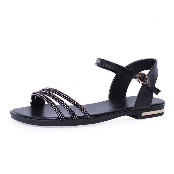 

2021 new large 46 sandals genuine crystal women's phalt shoes 1yk0, Black