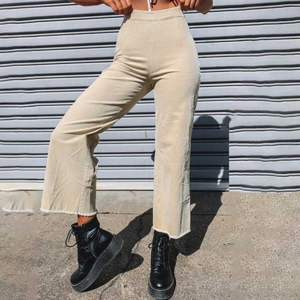 

spring and autumn new solid color corduroy pants slim nine-point pants straight-leg women casual loose, Black;white