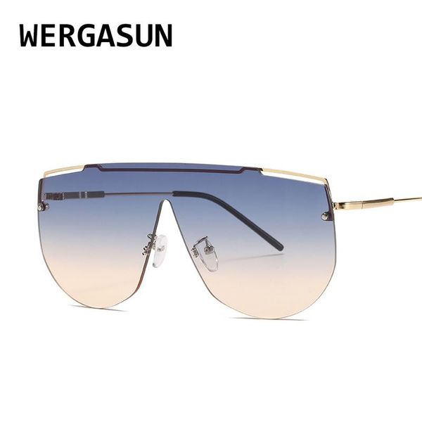 

sunglasses wergasun women fashion oversized metal frame vintage glasses men shades retro gradient colors oculos uv400, White;black