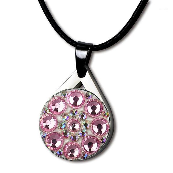 

golf training aids pinmei crystal ball mark necklace sets with black cotton cord bling markers gifts for ladies/children golfers1