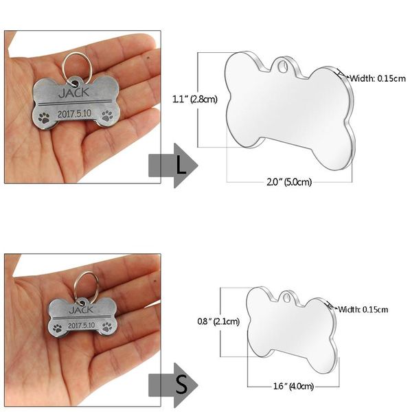 

stainless steel custom pet dog id tags personalized bone id tag engraved for dogs cats anti-lost name id tag collar acc sqcvyd