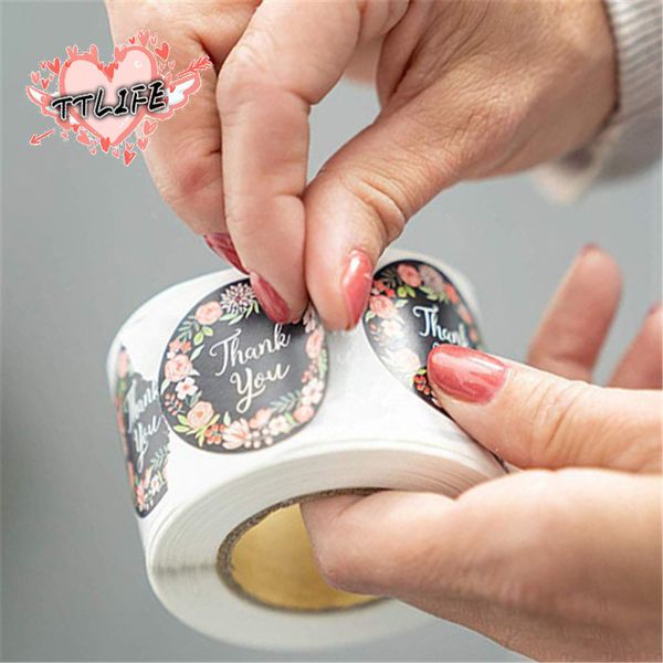 

round labels handmade kraft paper packaging 500pcs sticker for candy dragee gift box packing bag wedding thanks stickers