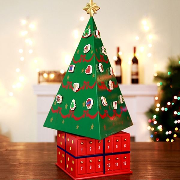 

quqfm wooden ornament triangle rotating creative tree gifts calendar creative decoration painted gifts hand decorated calendar fdxpc