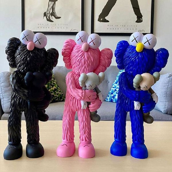 

sesame pink 37cm bears art kaw dolls bff bear bricklys action figures blocks collectible models toys kaws