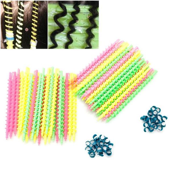 

24pcs plastic long styling barber salon tool hairdressing spiral hair perm rod small large for choose eas jllevj, Silver