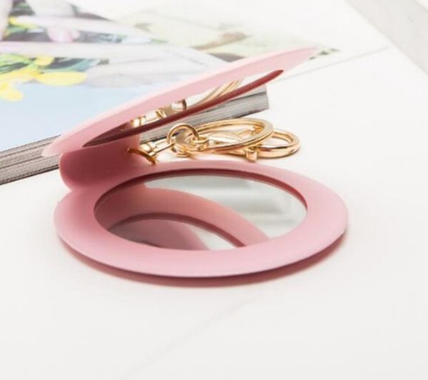 

compact mirrors 10pcs/lot mini pu leather pocket makeup mirror portable key chain cosmetic double for girls whole3870377