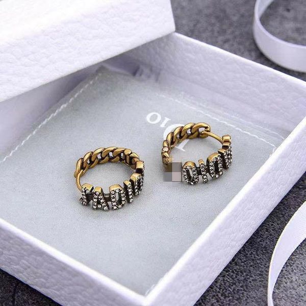 

luxury d home 20 years new european and american fashion retro alphabet earrings female dijia internet temperament wild ja earrings fash, Golden