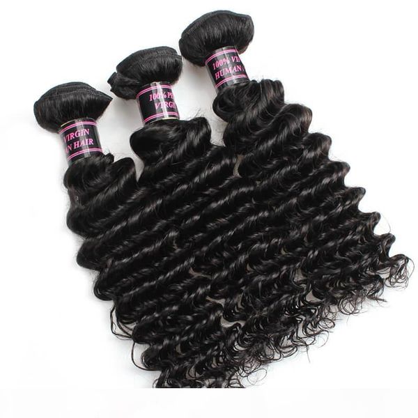 

wholesalve price good quality 8a brazilian deep wave virgin hair peruvian hair bundles 3pcs lot 100% deep wave virgin hair ing, Black