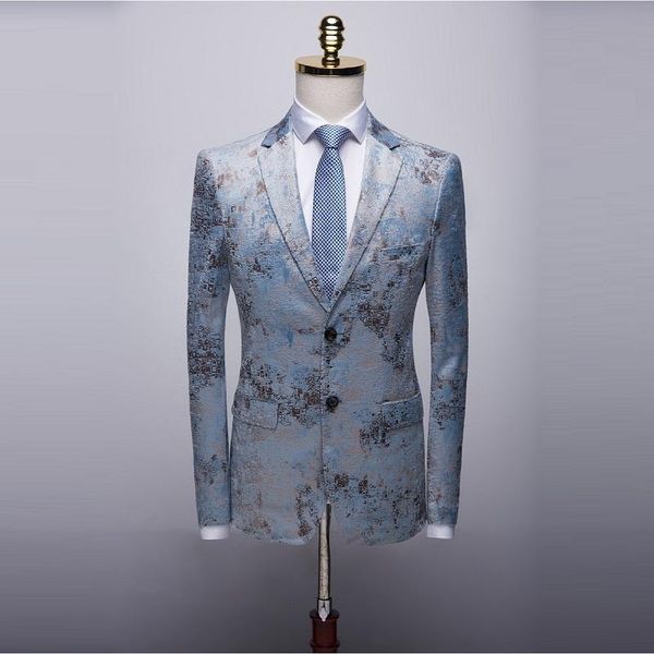 

casual male blazer jacket 2021 slim fit white black bamboo print blazer men mens prom party blazers