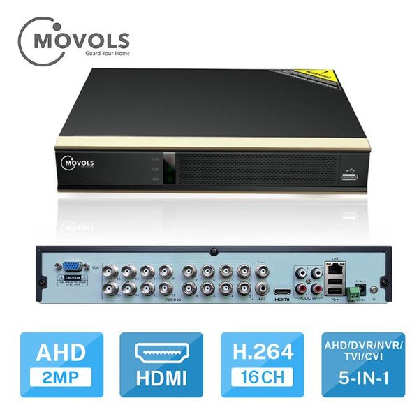 

kits movols dvr 16ch 8ch cctv video recorder for ahd camera analog ip onvif p2p 1080p surveillance, Black;white