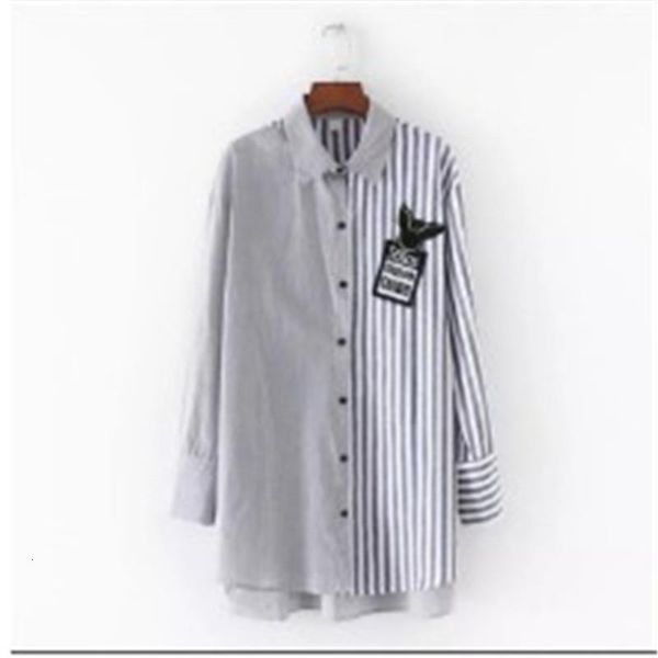 

large size womens clothing new chic blusas 2021 long sleeve stripe stand collar splicing casual shirts basic quality blouses xxxl, White