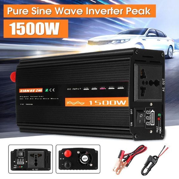 

inverter 12v 220v inverso 1500w dc12v/24v/48v to ac220v pure sine wave converter for inverter household diy for car truck1