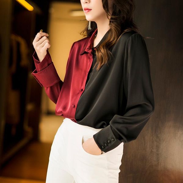 

fashion 100% real silk blouse for women spring autumn 2021 office lady female shirt elegant woman ropa zjt2361, White