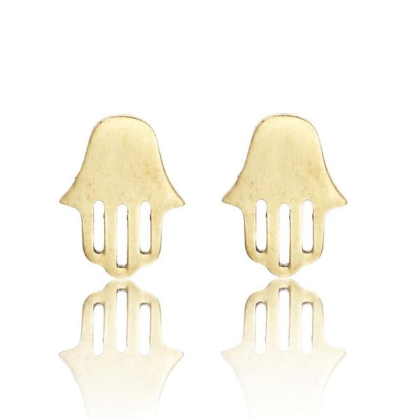 

stud hand of fatima earrings for hamsa metal jewelry, Golden;silver