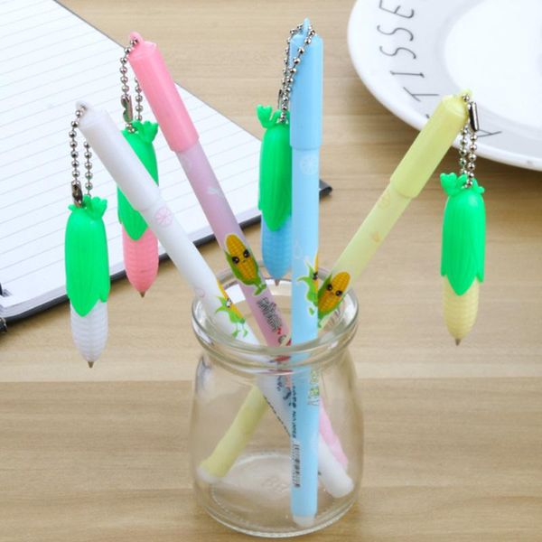 

1pcs cartoon cute corn pendant shape gel pen multifunctional ven pluma water pen stationery student gift office&school supplies