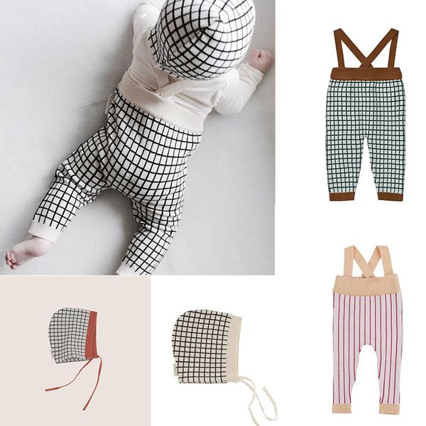 

new autumn toddler overalls baby suspender pants stripe knitting baby boy overalls pink brown girl cute overalls pants for kids 201128, Blue