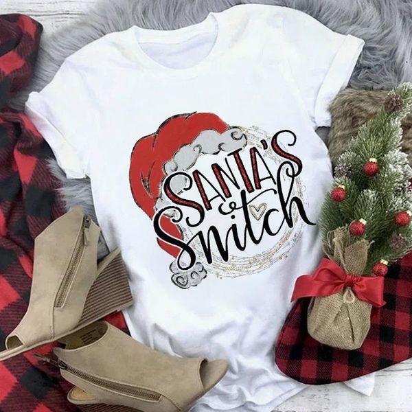 

merry christmas graphic print santa claus t-shirt women new fashion tshirt harajuku aesthetic white female t shirt