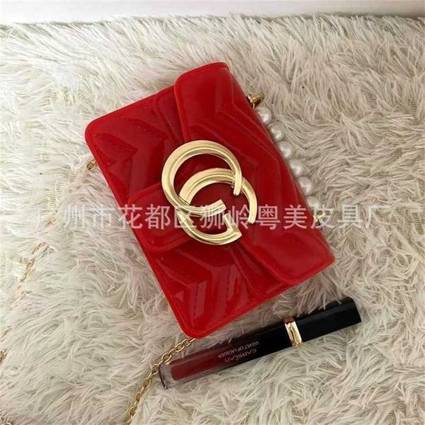 

cany color jelly pearl handle chain bag crossbody shoulder purses flap pvc clutch vintage retro girl's handbag tote metal strape fanny, Black