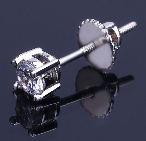 

18k gold hip hop iced out cz zirconia round stud earrings 0.4 0.6 0.8cm for men and women diamond earrings studs r wmtabx dayupshop, Golden;silver