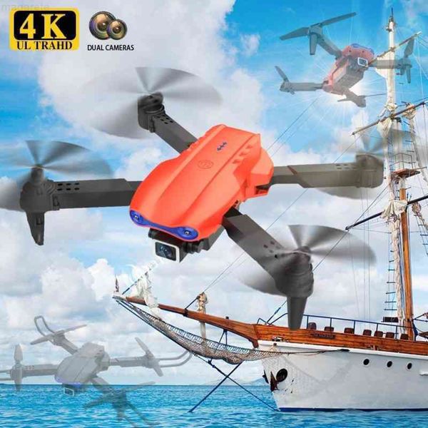 

in 2021, new k3 4k dual camera hd fpv wifi real-time transmission rc quadropter folding height maintains the uav children's toy